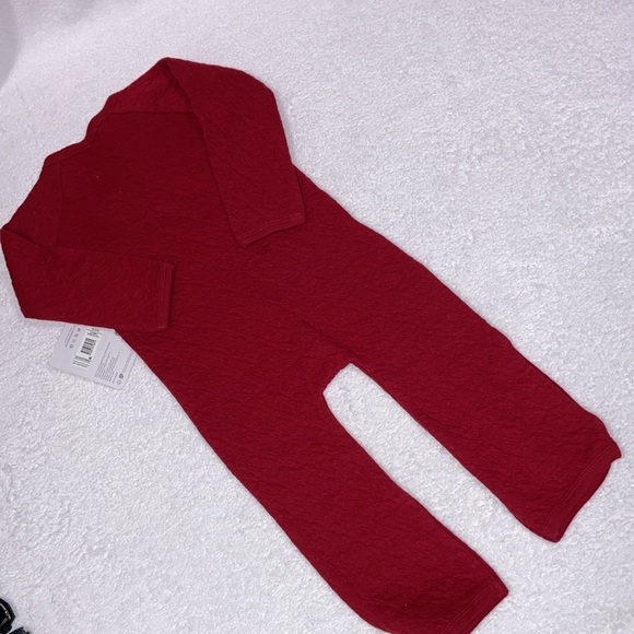 Burts bees organic cotton red full side snap long sleeve jumpsuit 12m - Picture 7 of 9